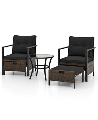 4 Piece Outdoor Furniture Set with Glass Topped Table