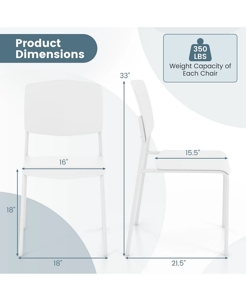 Gouun Modern Plastic Dining Chair Set of 2 with Metal Legs and Curved Back