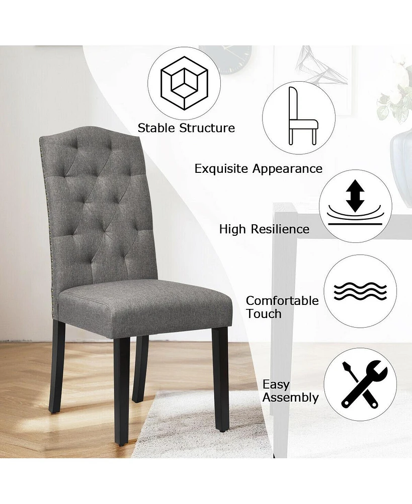 Gouun Set of 2 Tufted Upholstered Dining Chairs