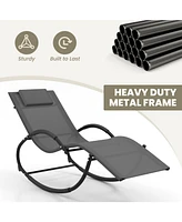 Gouun Outdoor Rocking Lounge Chair with Removable Headrest