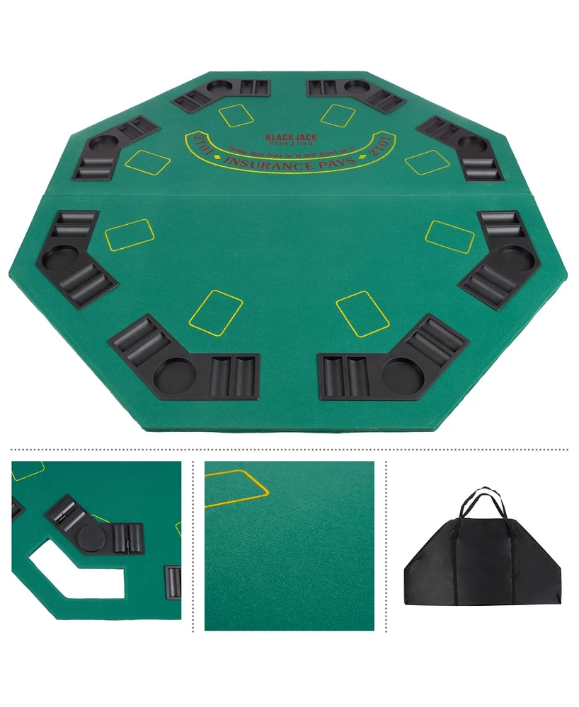 Trademark Poker Solid Wood 2-Fold Poker, Blackjack Tabletop
