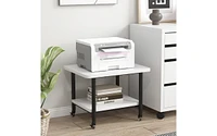 Under Desk Printer Stand with 360° Swivel Casters and Storage Shelves