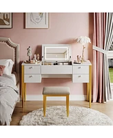 gaomon Makeup Vanity Desk with Flip Top Mirror and Lights