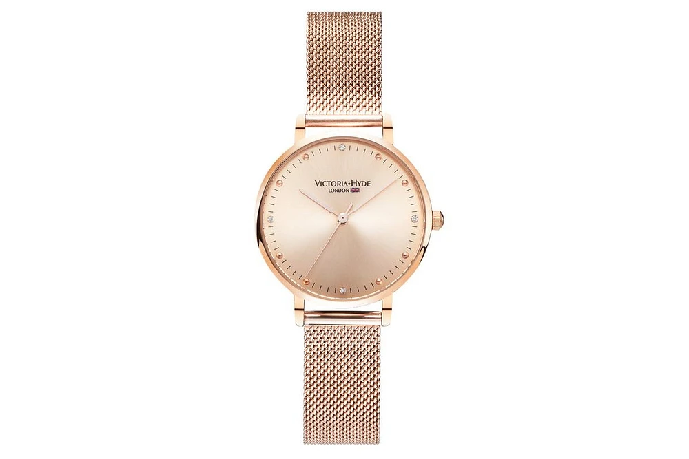 Woman Crystals Watch 32mm Dial Rose Gold Stainless Steel, Victoria Hyde