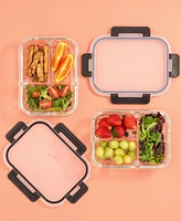 JoyJolt 3-Sectional Set of 5 Glass Food Storage Containers