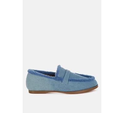Nivena Fur Detail Denim Loafers