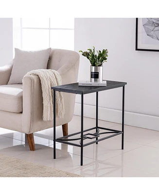 Kings Brand Furniture Launt Side Accent Table, Black Metal & Wood