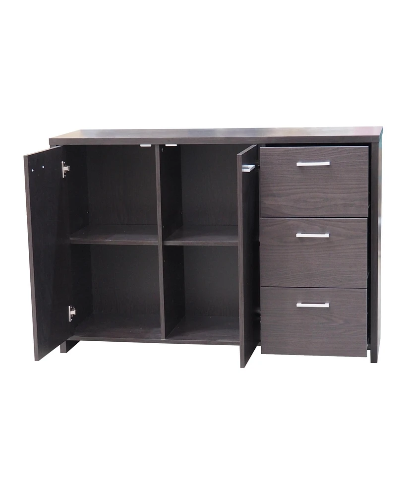 Kings Brand Furniture Lebeau - Buffet Storage Cabinet, Oak Chocolate