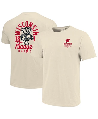 Image One Men's Cream Wisconsin Badgers Comfort Colors Mascot Overlay T-Shirt