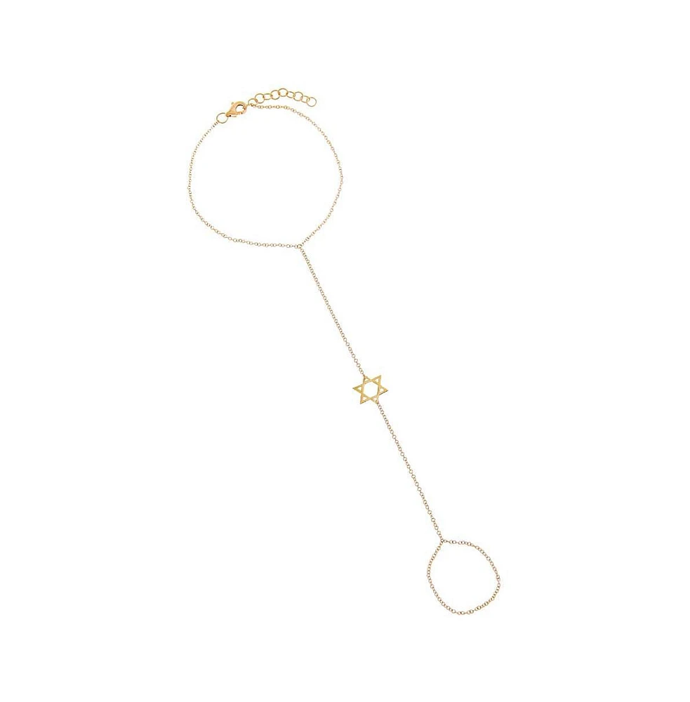 Solid Star of David Hand Chain 14K