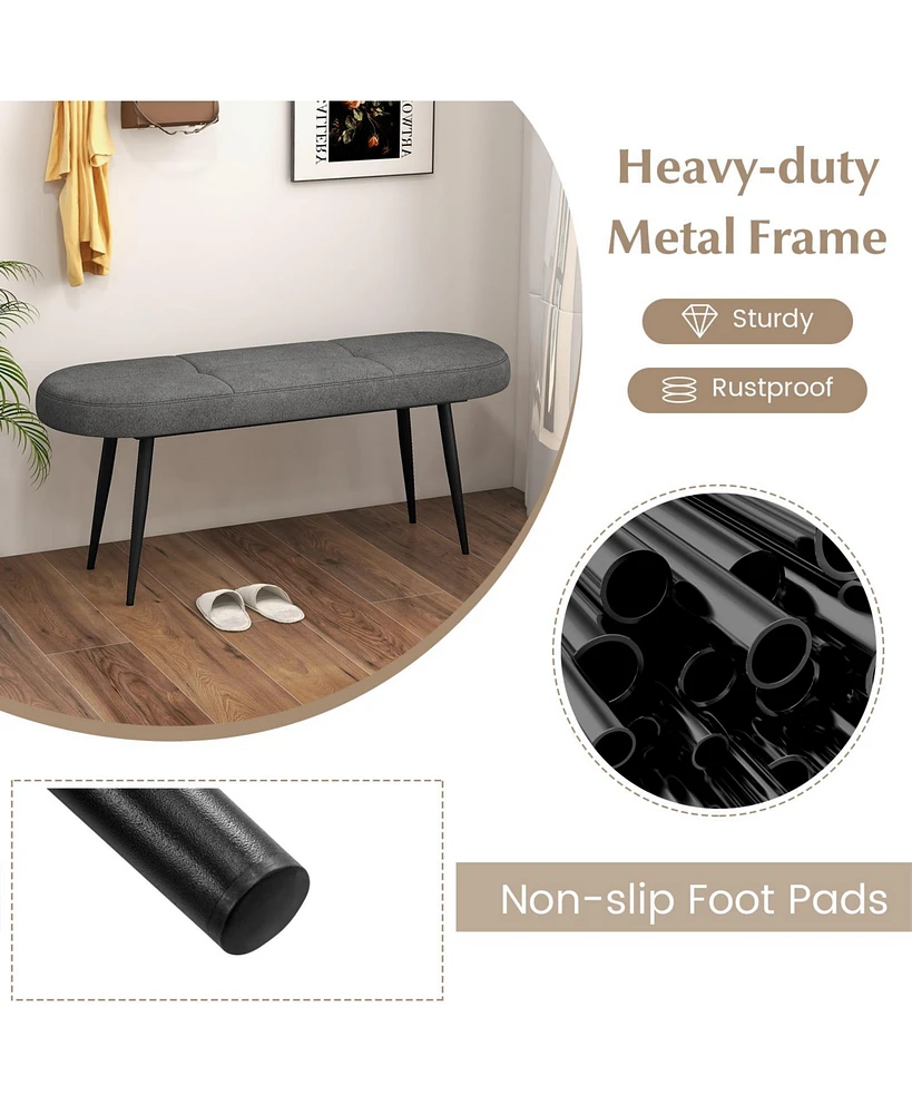 Gouun 47 Inch Upholstered Entryway Bench with Heavy-duty Metal Frame