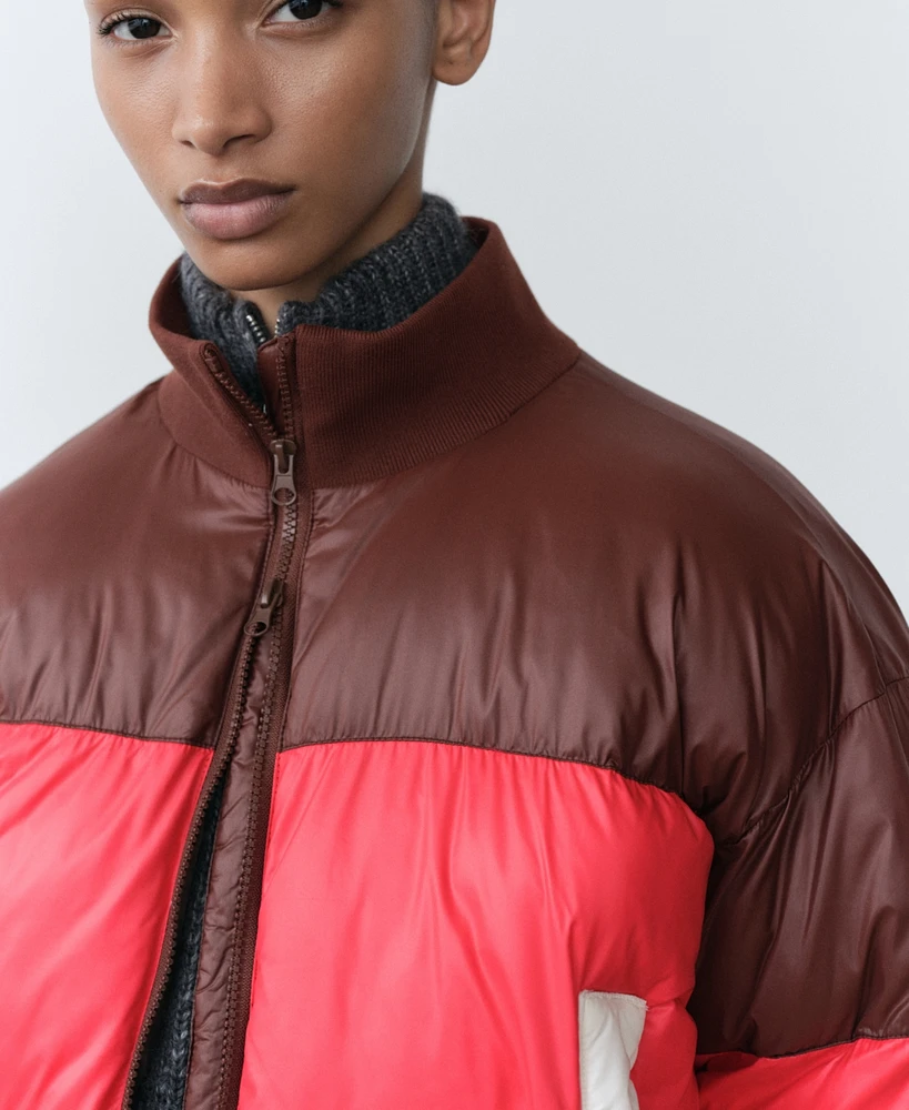 Mango Women's Tricolor Quilted Anorak