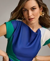 Donna Karan New York Women's Colorblocked Boat-neck Midi Dress
