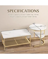Gouun Set of 2 Nesting Table with Extra Storage Shelf for Living Room