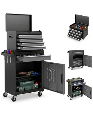 2 1 Tool Chest & Cabinet with Sliding Drawers Rolling Garage Organizer
