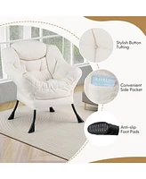Gouun Modern Accent Chair with Folding Footrest and Head Pillow