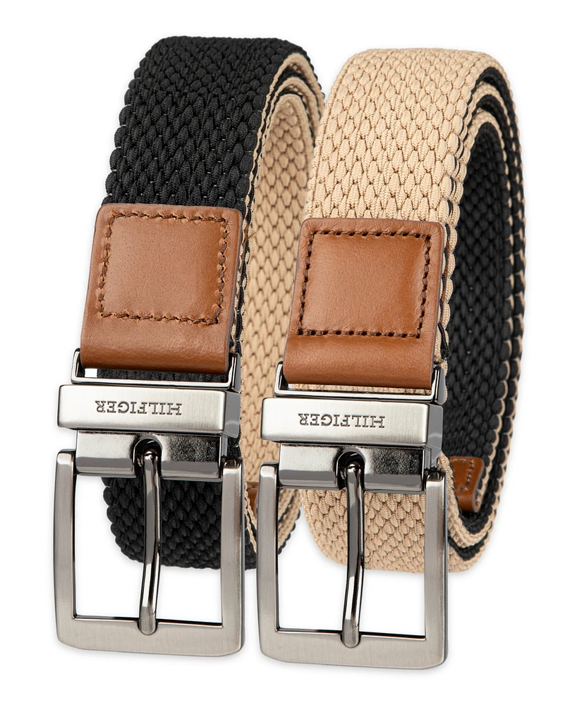 Tommy Hilfiger Men's Two-in-One Reversible Fully Adjustable Stretch Casual Cord Belt