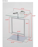 Kings Brand Furniture Side End Table with Metal Base and Tempered Glass Top
