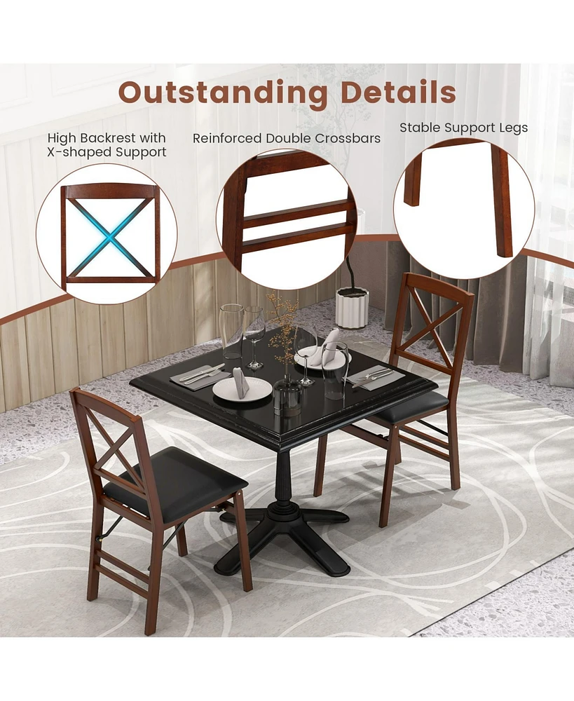 Gouun Set of 2 Folding Dining Chairs with 400 Lbs Capacity
