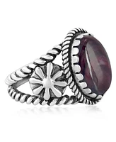 American West Jewelry Sterling Silver Purple Spiny Oyster Concha Flower Ring, Size 6