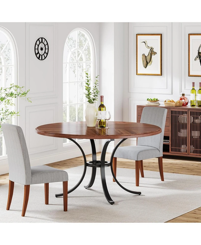 Tribesigns 47" Round Dining Table for 4-6 People, Rustic Dinner Table with Wooden Texture Surface & Pedestal, Round Kitchen Table for Dining Room, Liv