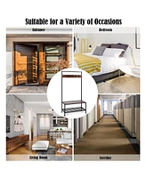 3 in 1 Industrial Coat Rack Shoe Bench Hall Tree Entryway Storage Shelf w/ Hooks