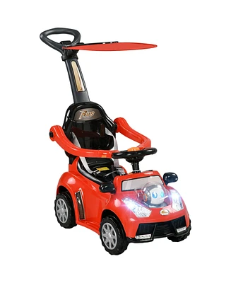 Qaba 3 in 1 Push Car, Sliding Car with Removable Handle, Music, Horn,
