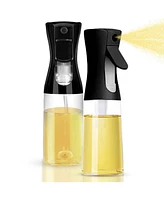 Cheer Collection Set of 2 Glass Oil Spray Bottles - 300ml (10oz), Black and White
