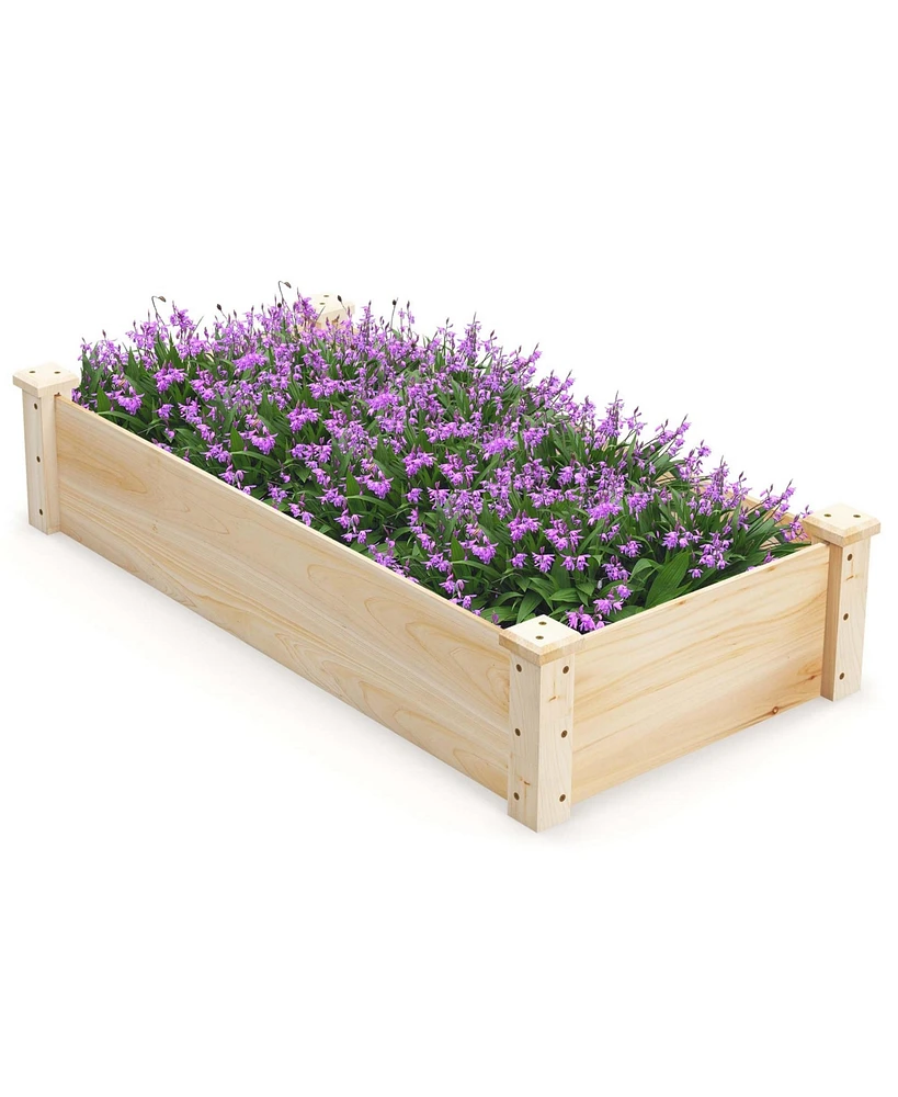 Raised Garden Bed Fir Wood Wooden Square Wood Planter Box for Flower Outdoor