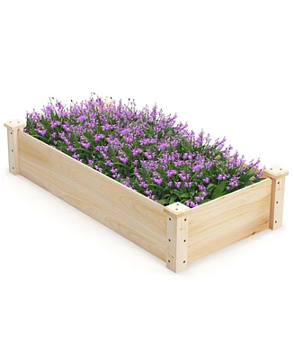 Raised Garden Bed Fir Wood Wooden Square Wood Planter Box for Flower Outdoor