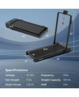 2 in 1 Folding Treadmill Walking Pad with Remote & App Control and Led Display