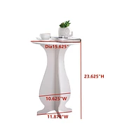Kings Brand Furniture - Carver Side End Table Plant Stand for Living Room, Bedroom, White