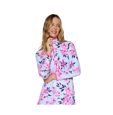 G Lifestyle Clothing Women's Long Sleeve Color Block Mock Neck Starfish Bt. Peri XSmall