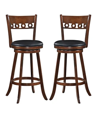 Gouun Set of 2 Swivel Bar Stools with Rubber Wood Frame- inches