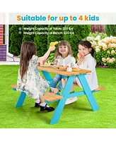 Gouun Children Outdoor Wooden Table with Bench Seats for Indoor and Outdoor Use
