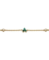 Beautiful 14K Gold Plated Chain Link Charm Bracelet with Cubic Zirconia