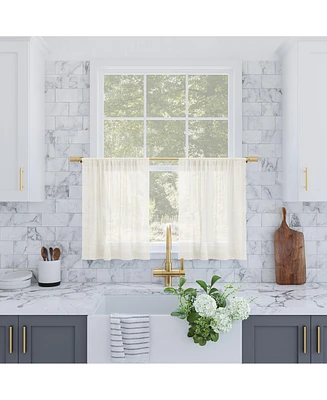 Slub Textured Linen Blend Cafe Curtain Pair