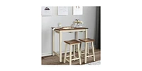 Small Space Counter Height Table Set – 3-Piece Bar Table with 2 Backless Stools, Rustic Farmhouse Style