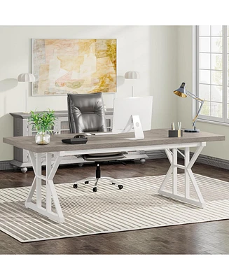 Tribesigns 70.8-Inch Executive Desk, Large Computer Office Desk Workstation, Modern Simple Style Laptop Study Writing Table Business Furniture fo