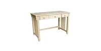 Unfinished Wood Computer Desk with Pull-Out Keyboard Tray and Drawer