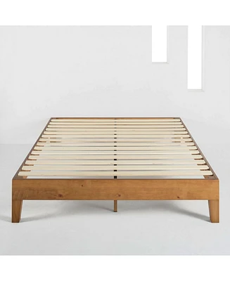 Solid Wood Platform Bed Frame – Mid-Century Modern Style with Angled Legs and Sturdy Support Slats