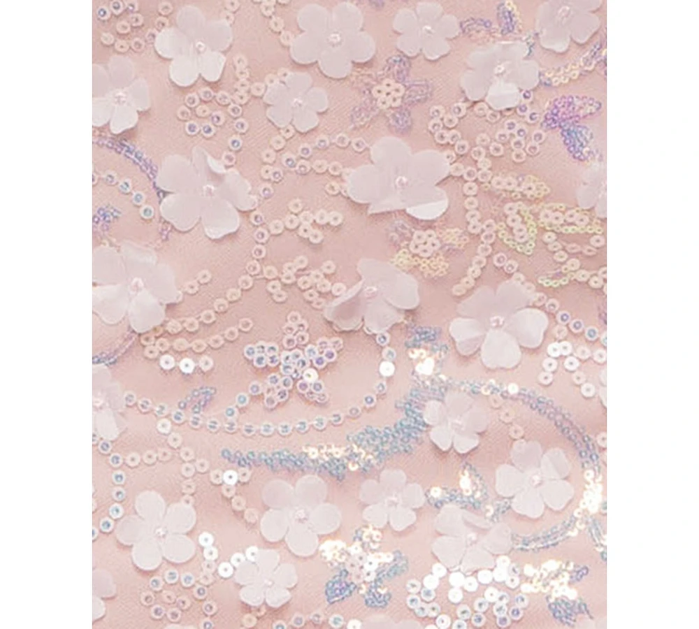 Jump Juniors' Sequinned Floral-Applique Strapless Mini Dress