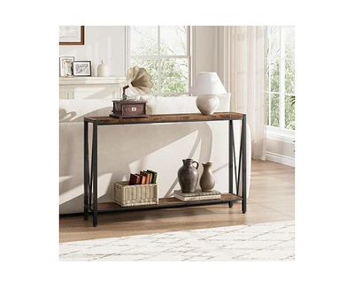 Console Table,2-Tier Entryway Table Featuring Ample Storage, Narrow Sofa Table with a V Design, Measuring 43" – Ideal for Your Entryway, L