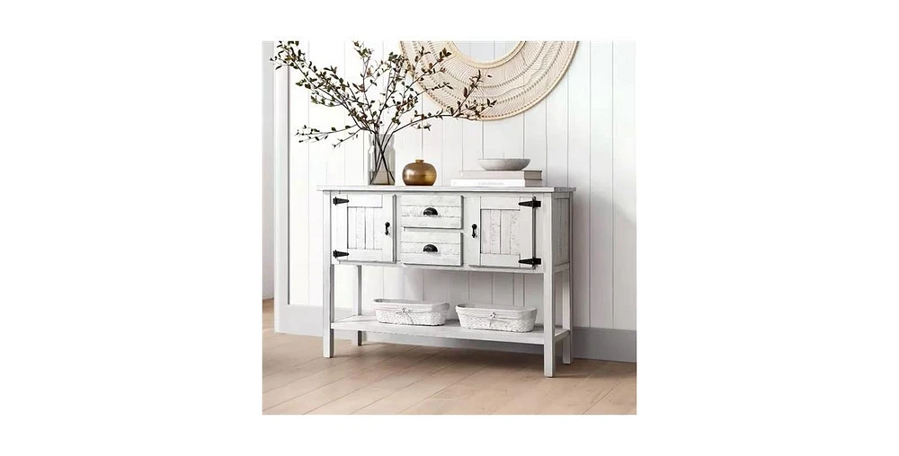 Rustic Farmhouse Console Table – Sofa Table with Drawers for Living Room or Entryway Storage and Decor