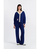 Chinti & Parker Women's Snoopy Nautical Wide Leg Wool Cashmere Pants