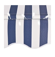 Manual Retractable Awning with Led 137.8" Blue and White