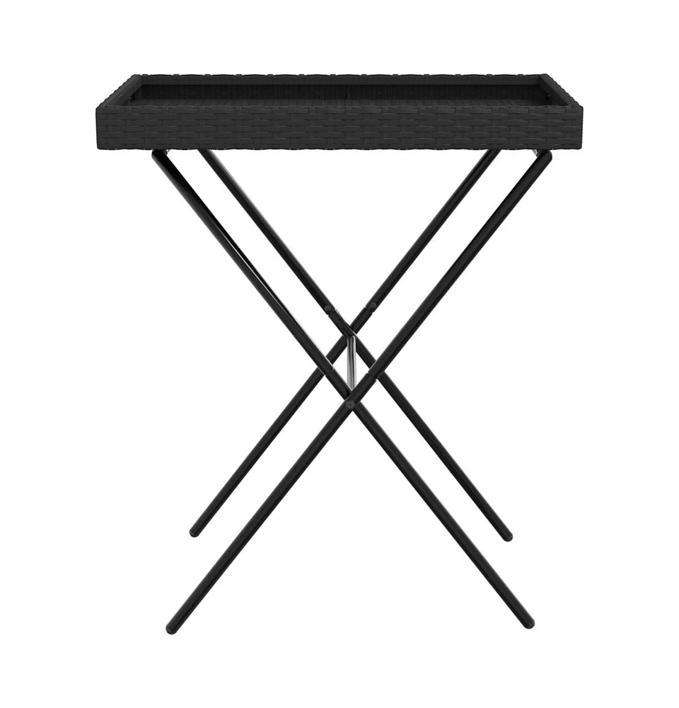 vidaXL Folding Tray Table Black 25.6"x15.7"x29.5" Poly Rattan