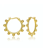 14K Gold Plated Cubic Zirconia Hoop Earrings