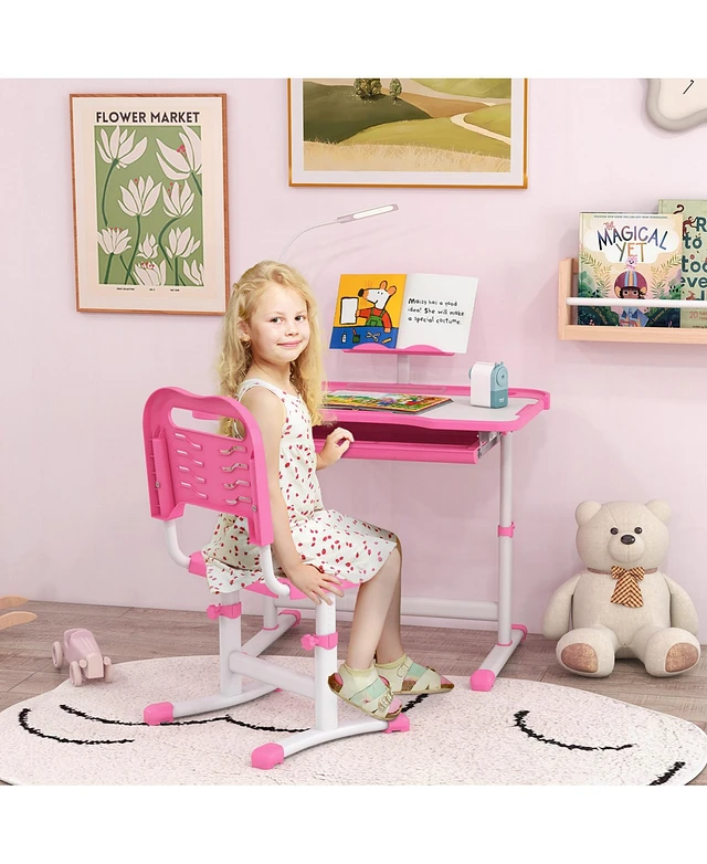 Kids Study Table And Chair Set Qaba Kids Table And Chair Set