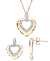 2-Pc. Set Diamond Heart Pendant Necklace & Matching Drop Earrings (1/5 ct. t.w.) in 14k Gold-Plated Sterling Silver, Exclusively at Macy's